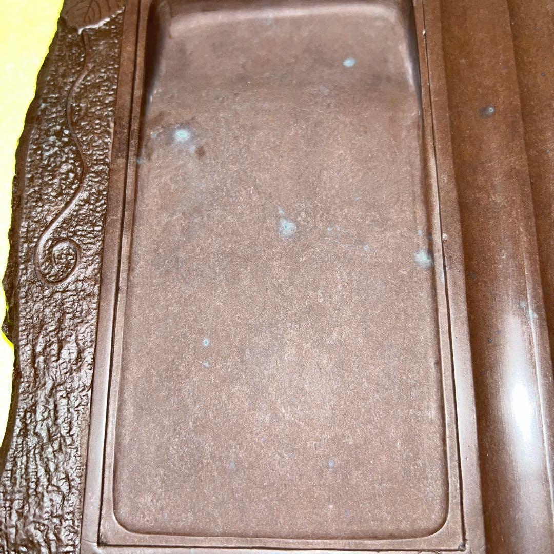⭕️赤間硯　古硯　赤間関　デカイ　7寸大　共蓋付き　墨持ち良い　手間