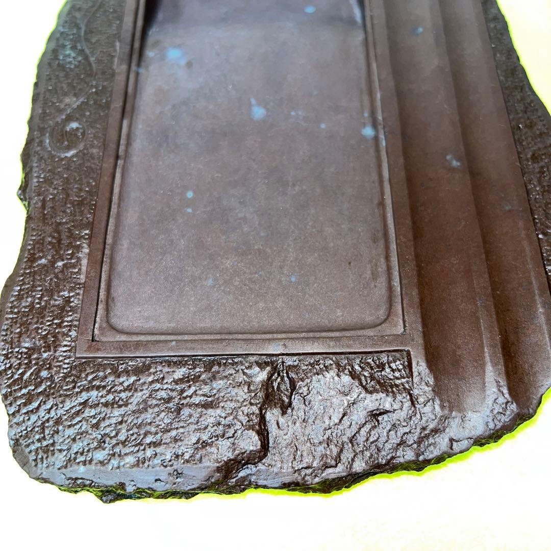 ⭕️赤間硯　古硯　赤間関　デカイ　7寸大　共蓋付き　墨持ち良い　手間