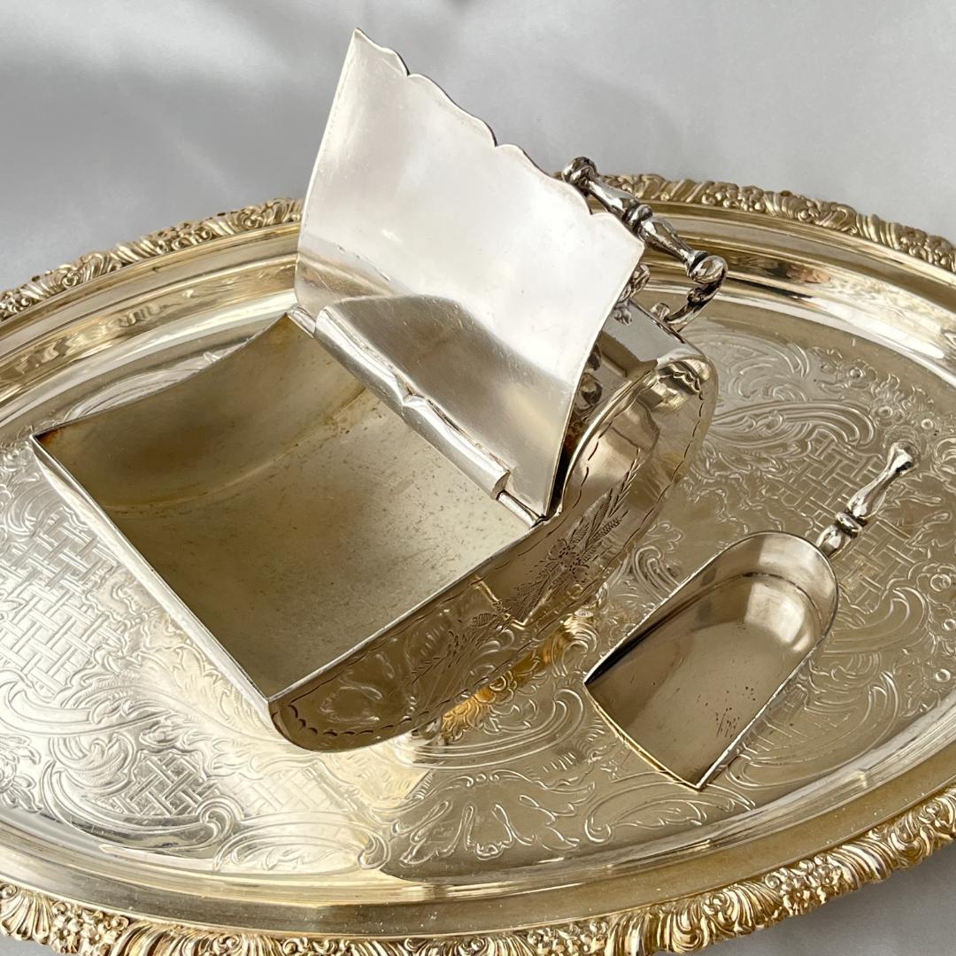 【英国】シュガーボックス / スカットル スコップ【シルバープレート】