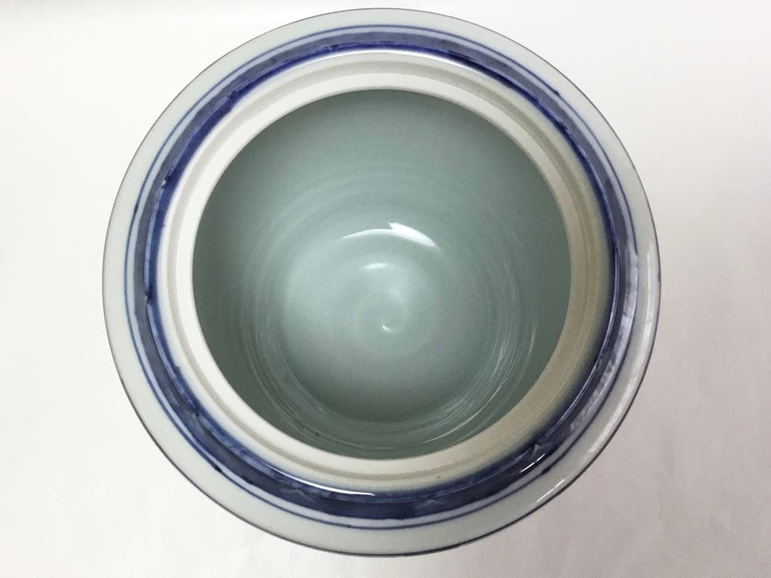 茶道具 古物品 水指 染付 竹の絵 玉堂 木箱入