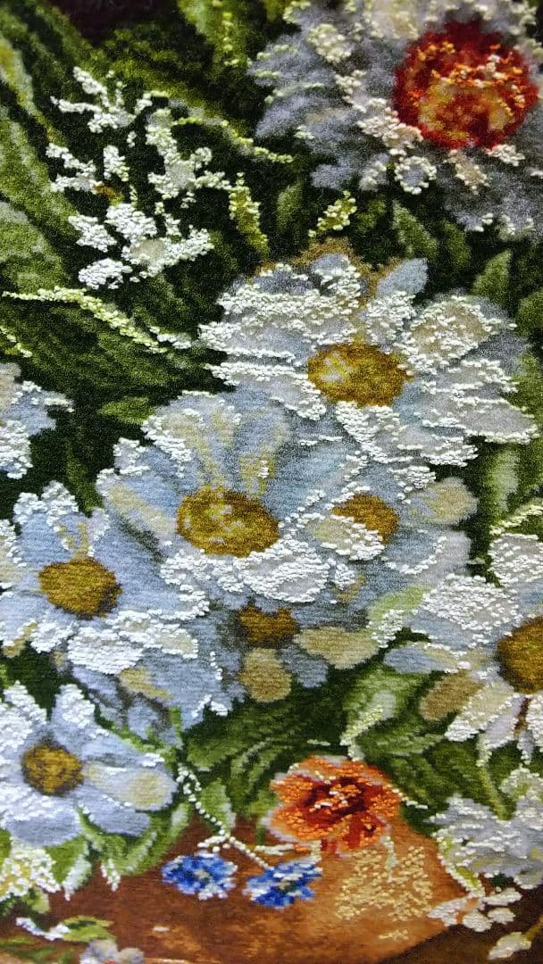 手織りペルシャ絨毯　タブリーズ産絨毯絵画　ウール&シルク