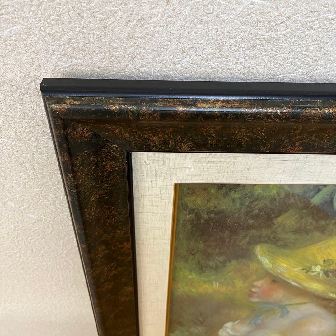 ルノワール　「麦わら帽子を被った少女」　複製画　油彩画 絵画　額装　ルノアール