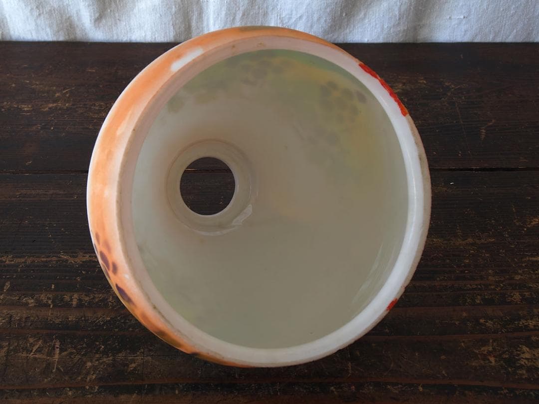 磨りガラスにブドウの模様 アール・デコ ランプシェード電笠 工藝/K399