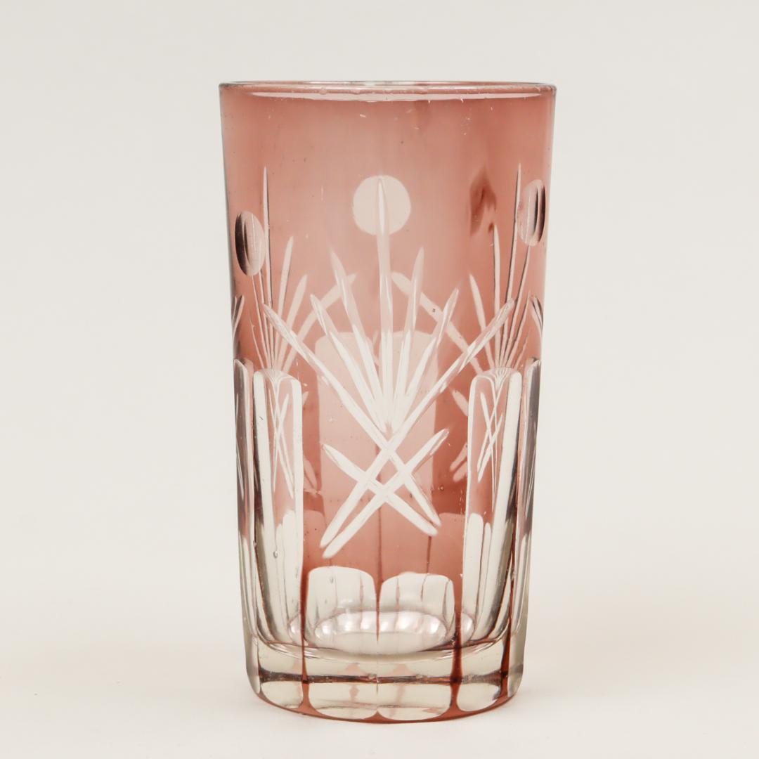 紫切子 レトロ硝子 コップ 昭和レトロ ウランガラス