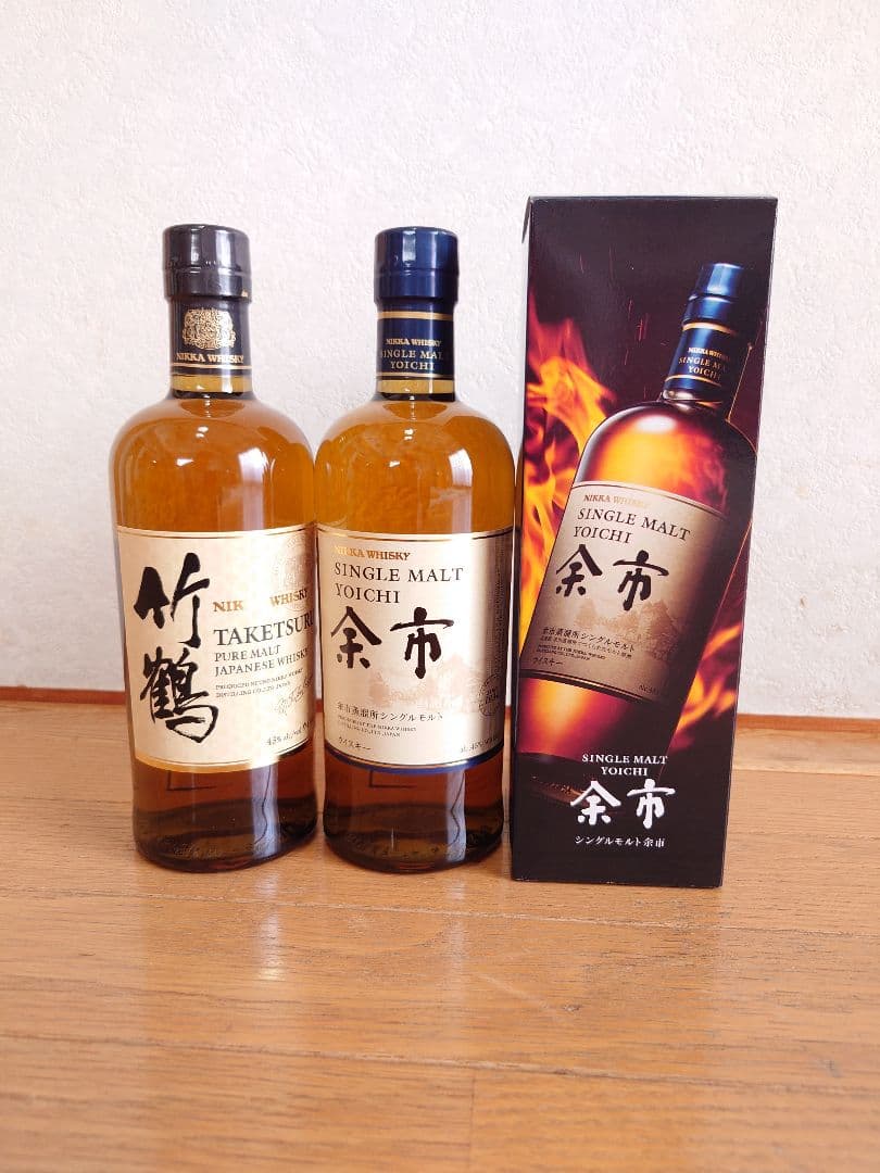 ②ニッカウィスキー　竹鶴ピュアモルト700ml 　余市シングルモルト700ml