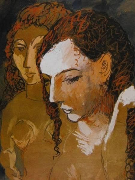 パブロ・ピカソ、二人の顔、希少画集画、新品高級額装付