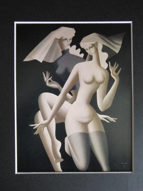 東郷青児、日曜日の朝、希少な大判額装用画集より、状態良好