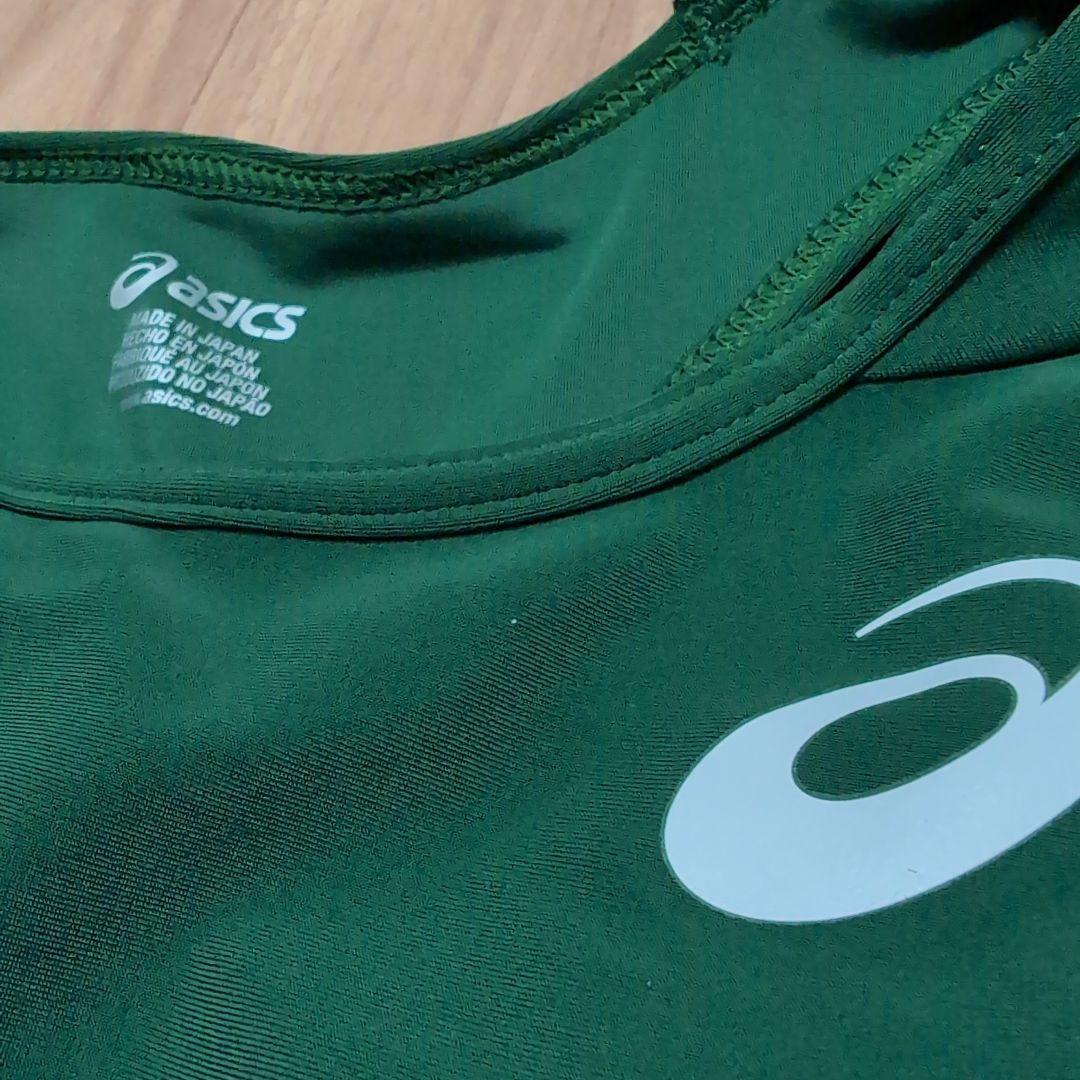 ミ*ザ様 asics ブラトップとランニングショーツ グリーン/ブラック