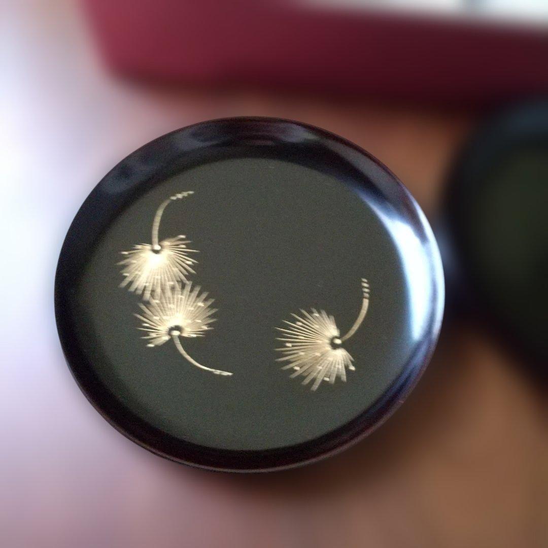 会津塗 銘々皿 5枚 沈金たんぽぽ