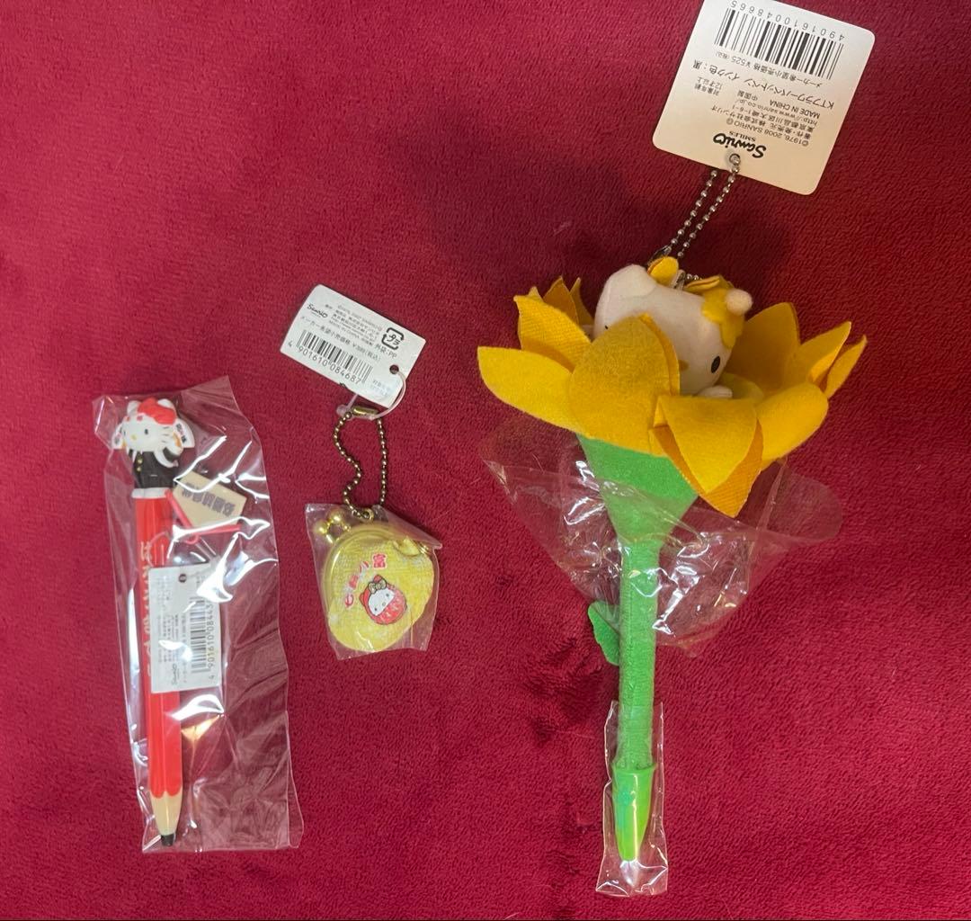 激レア·タグ付き☆ご当地キティ 花 妖精 キーホルダー ペン 3体 ぬいぐるみ