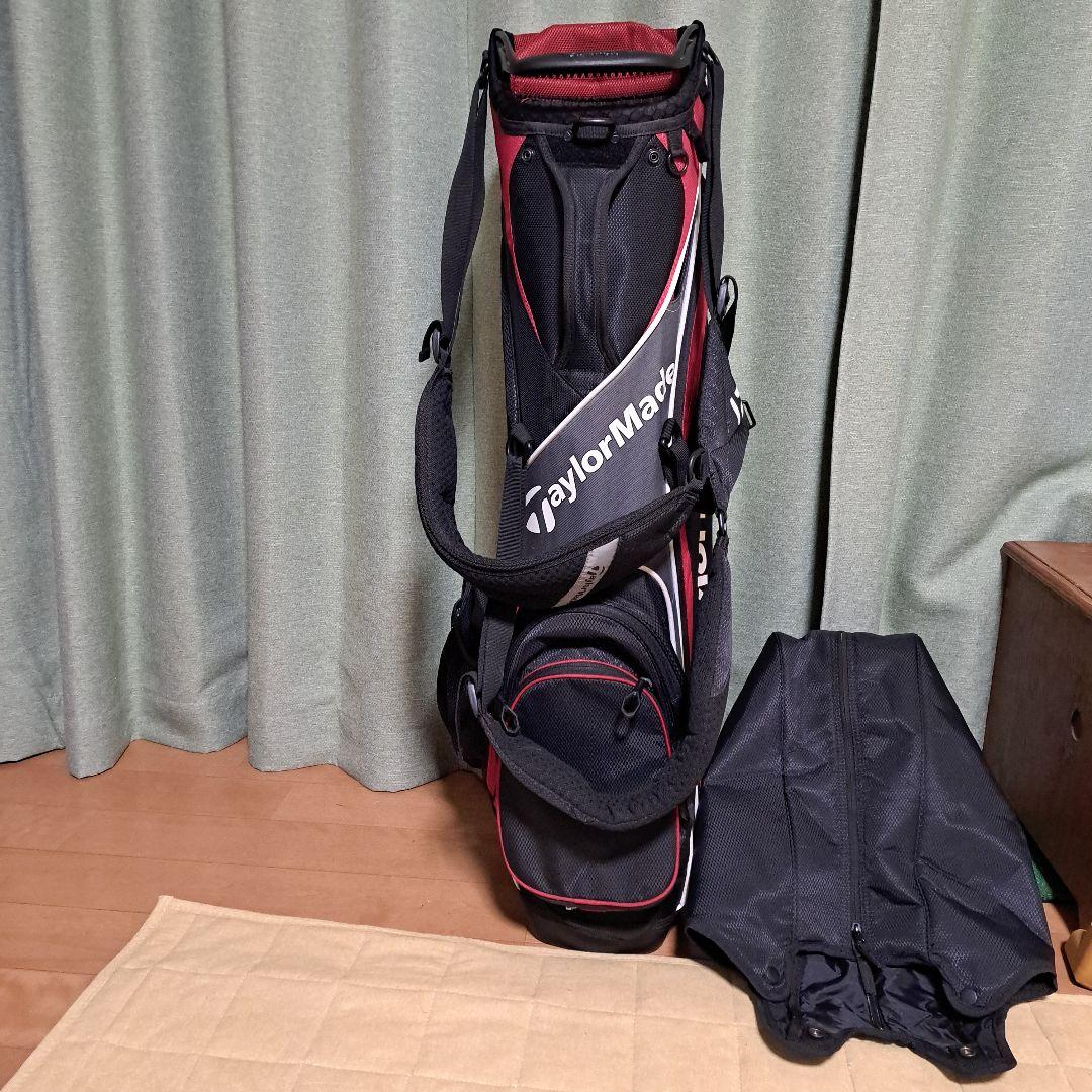 TaylorMadeスタンド式キャディバッグ 黒/赤。フード付き。極美品！