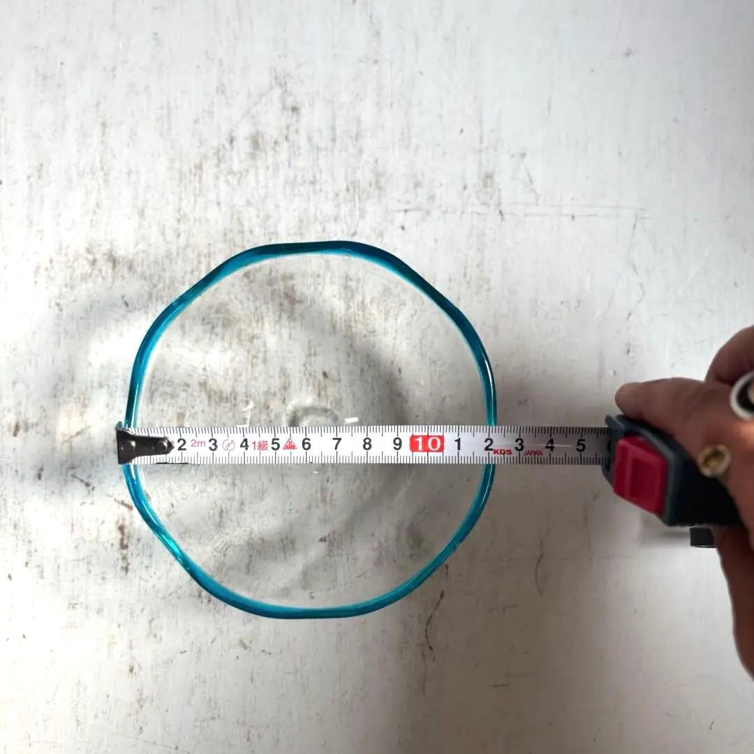 824 民芸 工芸 倉敷ガラス 色口巻き輪花小鉢 5枚組 ブルー 美品