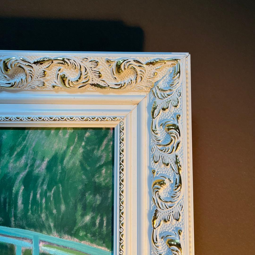 ★アウトレット★手書き油絵 モネ 睡蓮の池 日本の橋 額付 絵画 油彩画