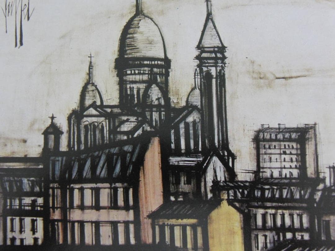 ベルナール・ビュッフェ「MONTMARTRE」希少画集の額装画、人気作品