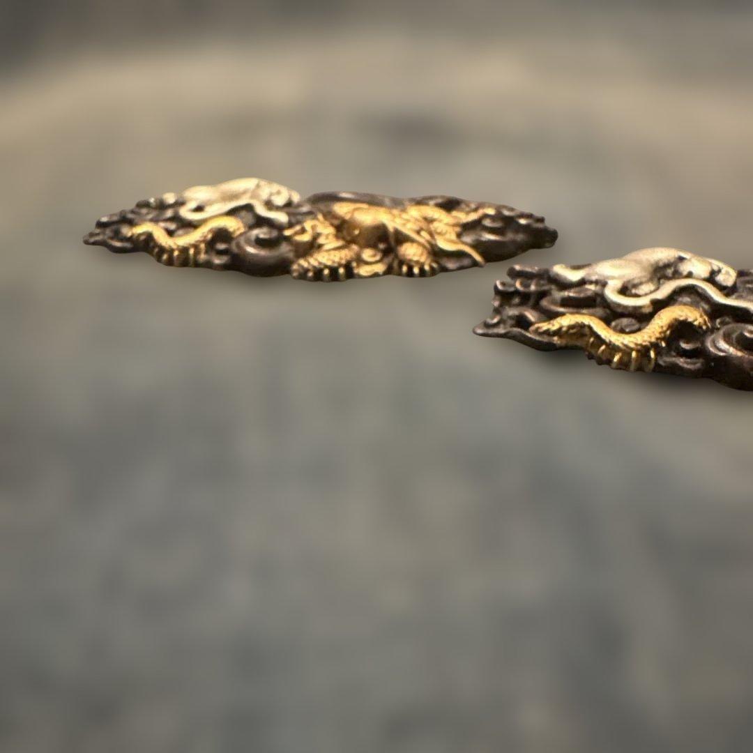 SALE⬇️時代物 目貫 龍虎　金銀　骨董　金工　刀装具　銅製