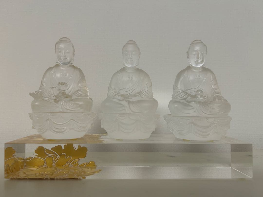 琉璃工房 三宝仏(阿弥陀/釈迦/薬師如来) 琉璃佛像観音菩薩 24K金箔 限定品