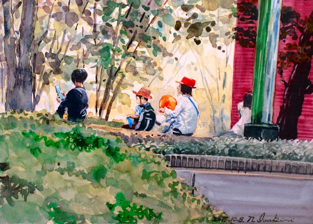 水彩画「一休み」
