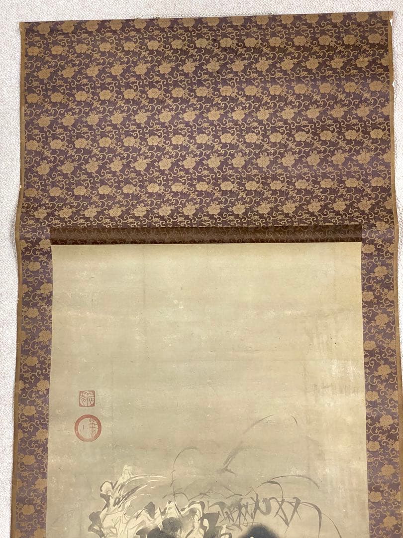 模写 掛軸 紙本肉筆 曾我蕭白 曽我蕭白 蛇足軒 仙人図 識書付き