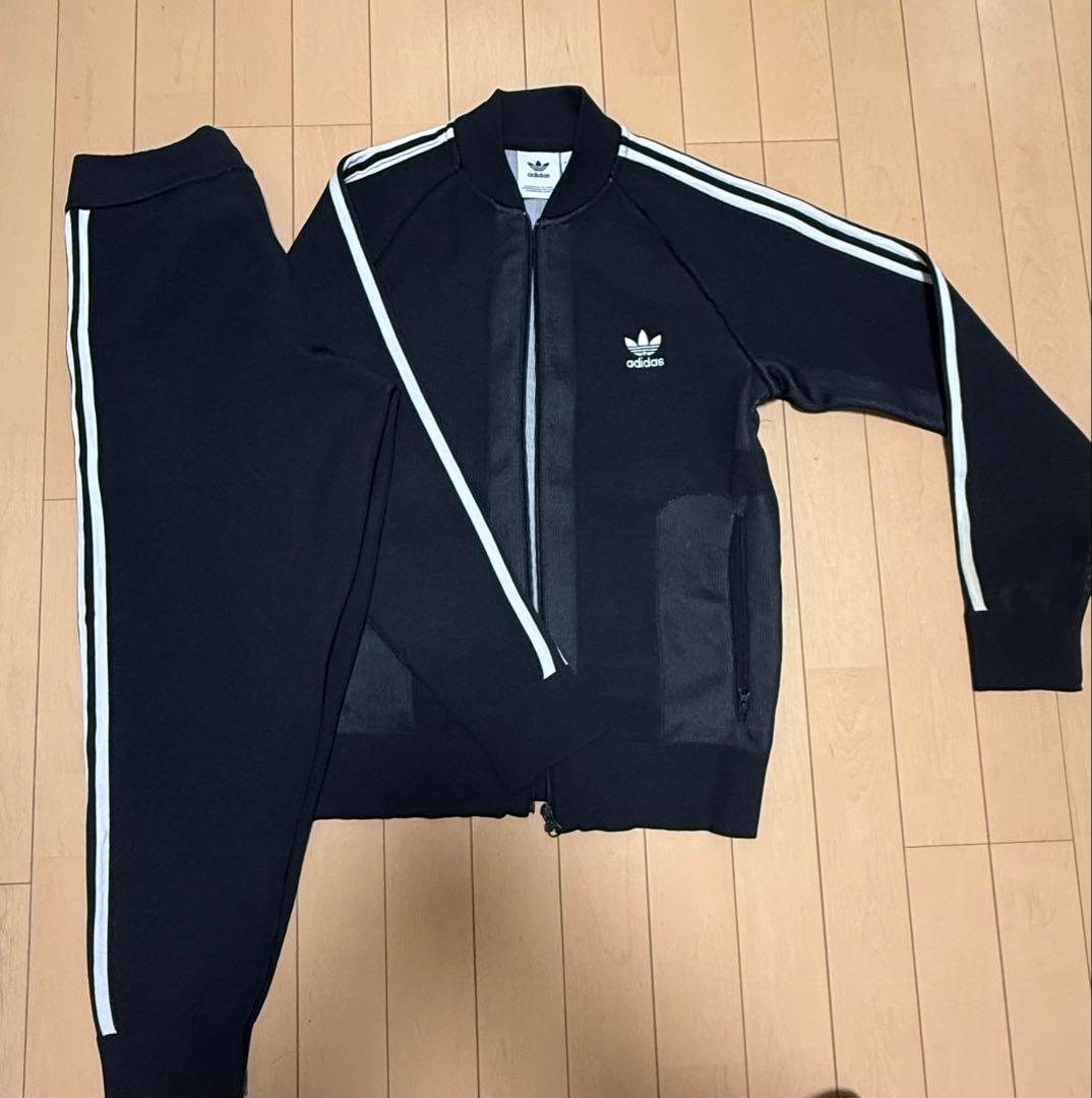 adidas ブラック ジャージ上下セット S