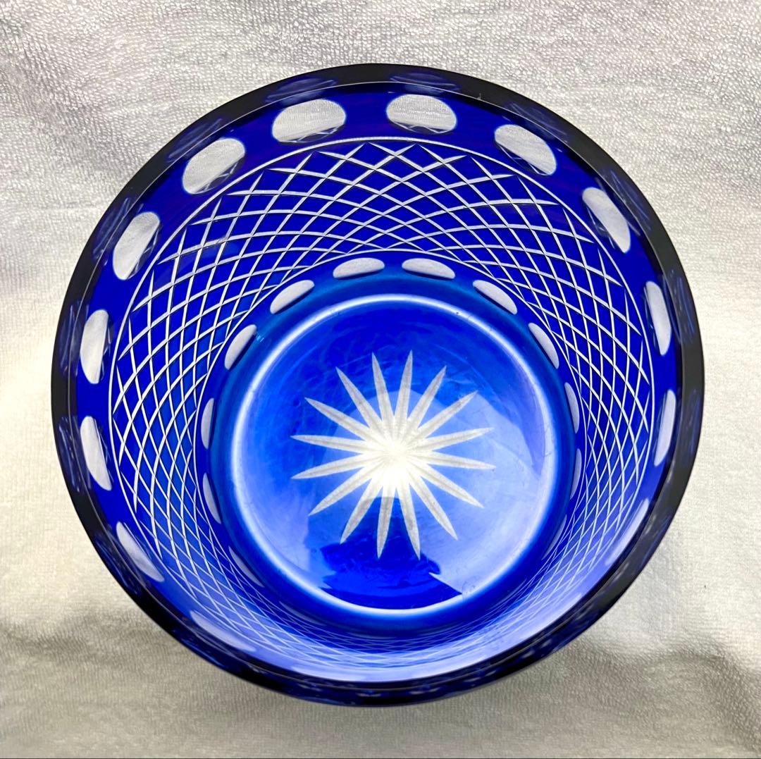 茶道具 水差し 切子 瑠璃色 ブルー 塗蓋【匿名配送】