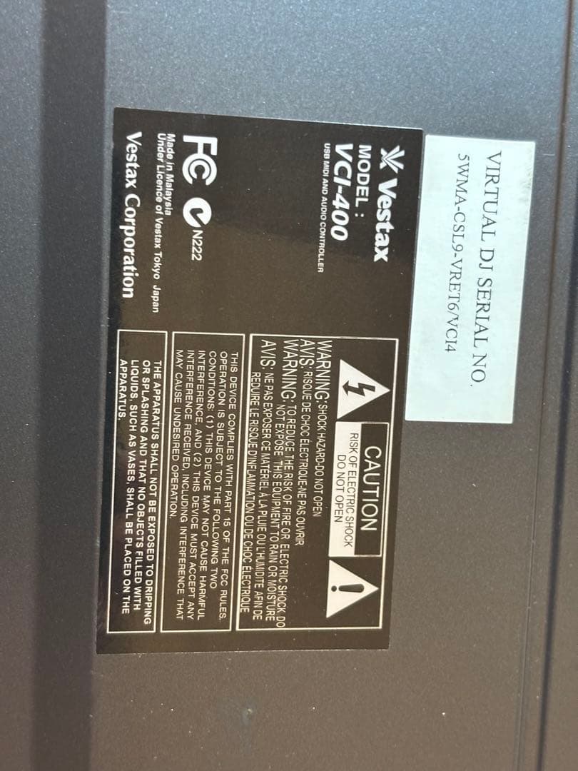 Vestax DJコントローラー VCI-400 電源ケーブル付き