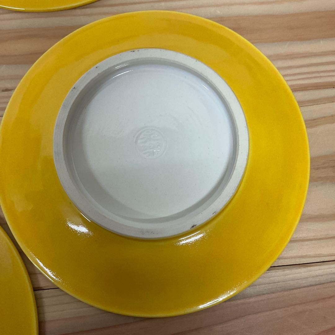 永楽善五郎　黄交趾菊唐草銘々皿　5客揃え