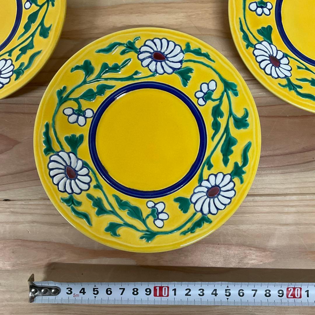 永楽善五郎　黄交趾菊唐草銘々皿　5客揃え