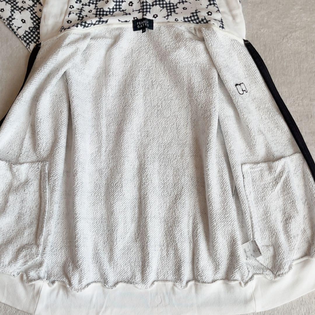 パーリーゲイツ セットアップ　パーカー　スカート　チェック　花柄　裏毛　ネイビー