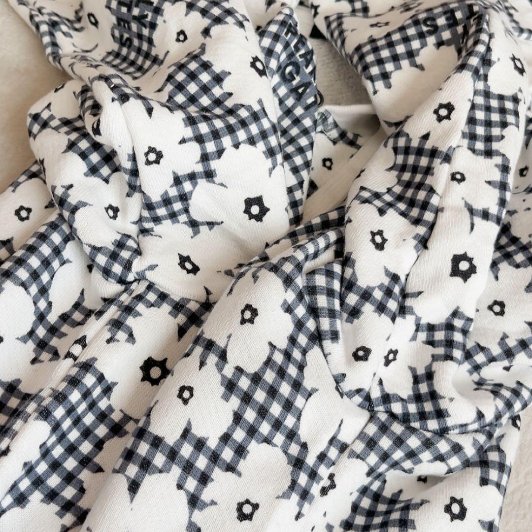 パーリーゲイツ セットアップ　パーカー　スカート　チェック　花柄　裏毛　ネイビー