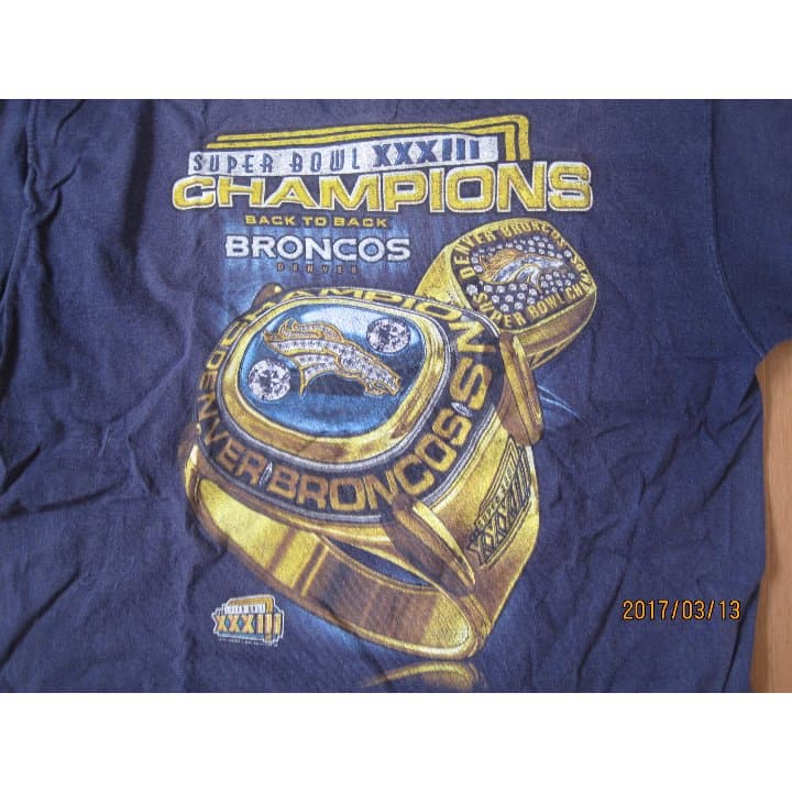 第33回スーパーボウル チャンピオン デンバー・ブロンコス 記念Tシャツ