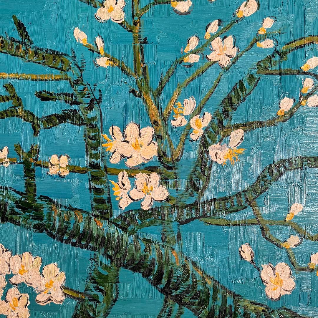 ★特大★手書き油絵 ゴッホ 花咲くアーモンドの枝 額付 絵画 インテリア 油彩画