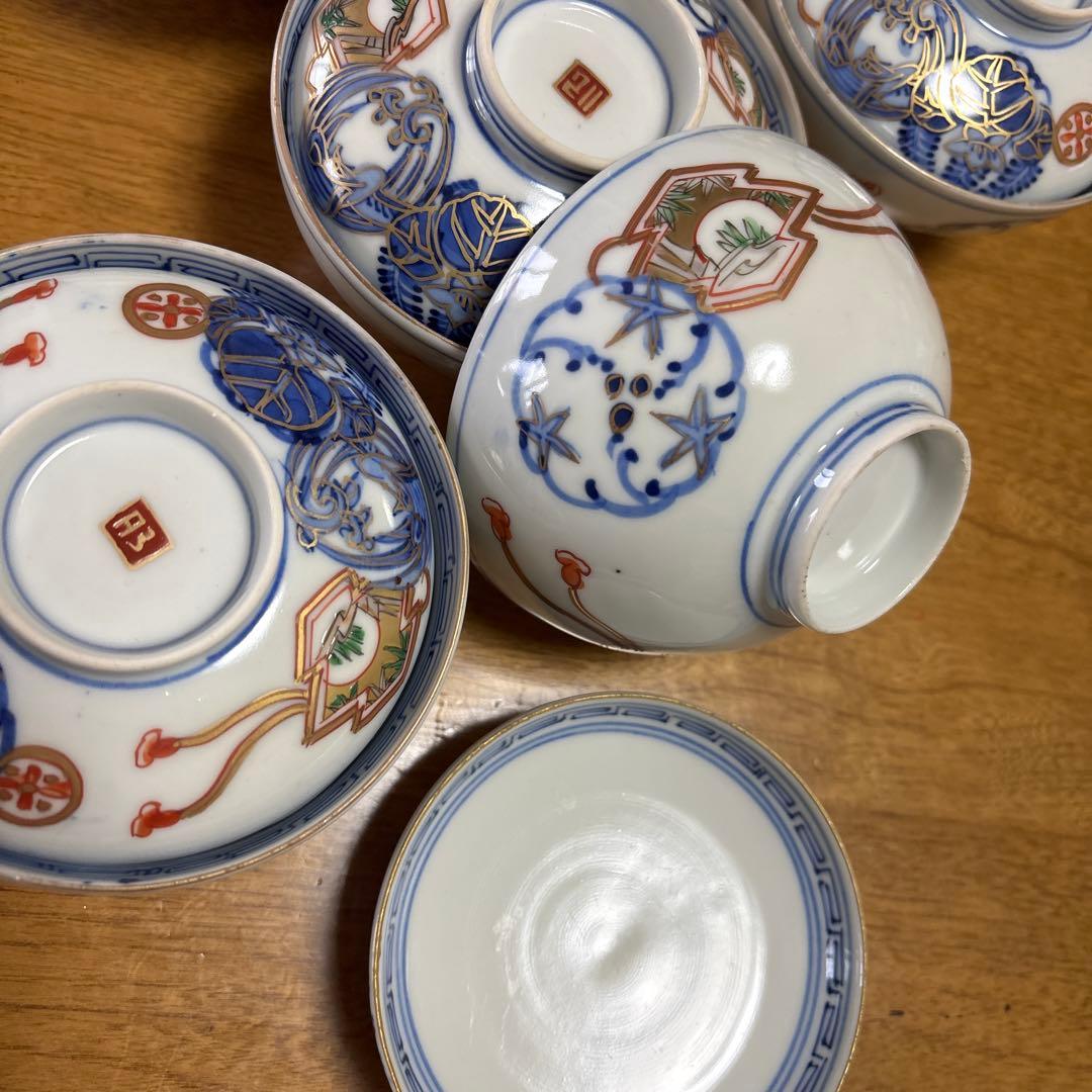 江戸後期伊万里小ぶり蓋碗5客