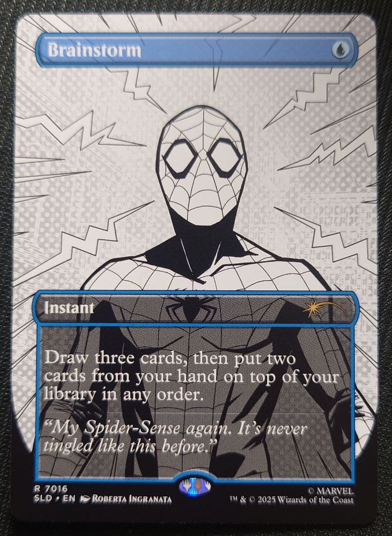 MTG 稀少個体 モノクロ ボーダーレス 渦まく知識 SLD スパイダーマン