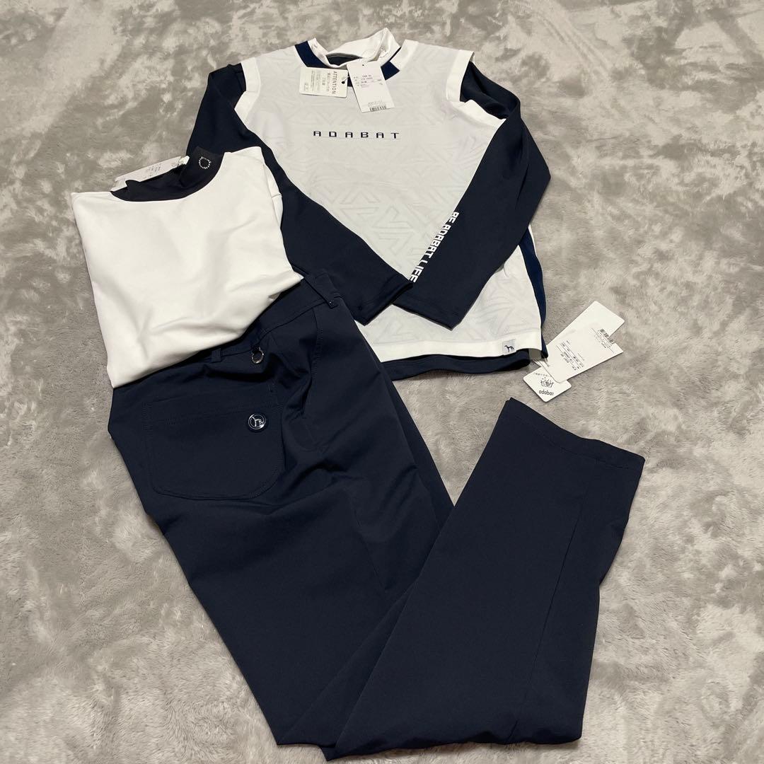 新品未使用　ADABAT ゴルフウェアセット ホワイト ネイビー　4点セット