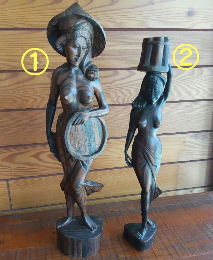 お得2体セット！インドネシア　木彫り