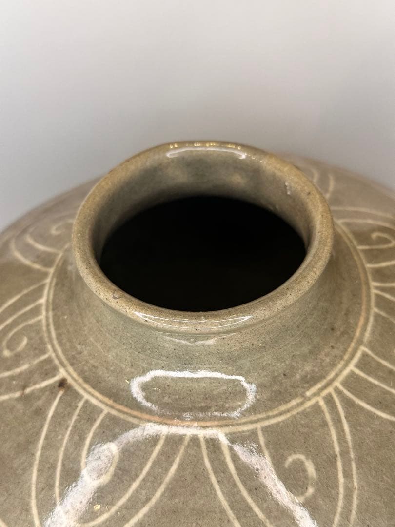 李朝 象嵌青磁 唐草文 大花瓶 古陶 古美術 骨董品 コレクション