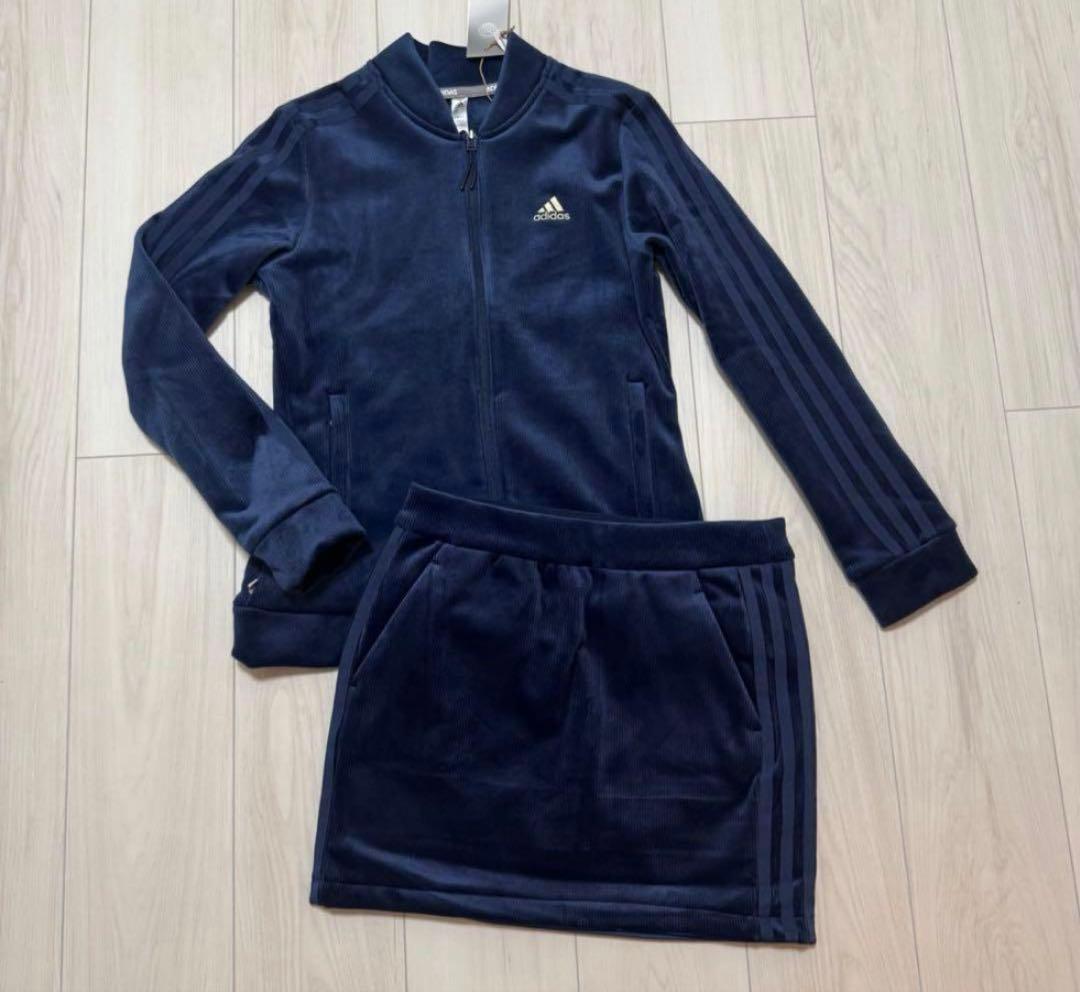 新品 ゴルフ セットアップ ベロア スカート ジャケット ネイビー 秋冬 可愛い