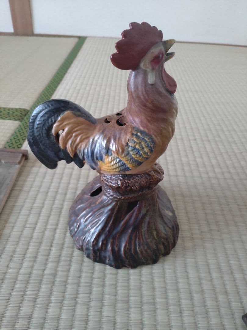 初代中村梅山　鶏伏せ香炉、蚊取り線香　　九谷