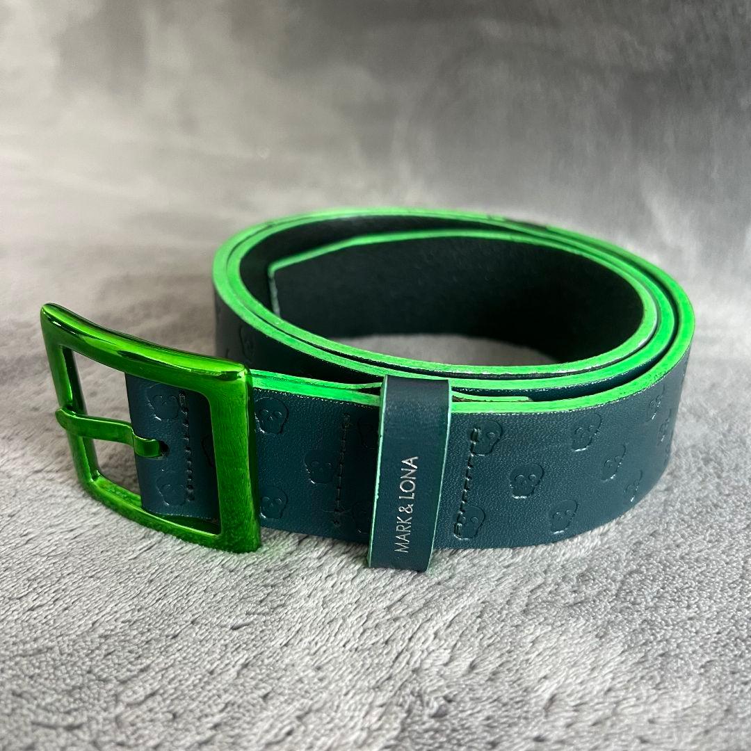 MARK&LONA マークアンドロナ　ベルト　レザー　柄　刻印　革　緑色
