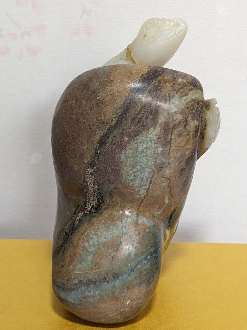 ♦中国 工芸品 天然石 細密彫刻 置物 飾り コレクション 縁起物美術品 骨董品