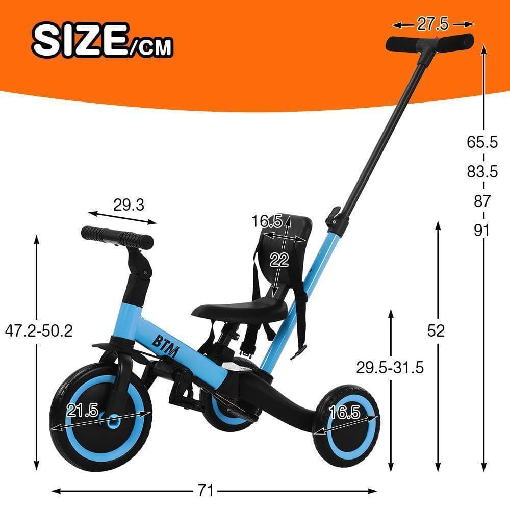 子供用三輪車 ピンク4in1三輪車のりもの 押し棒付き 自転車 おもちゃ乗用玩具