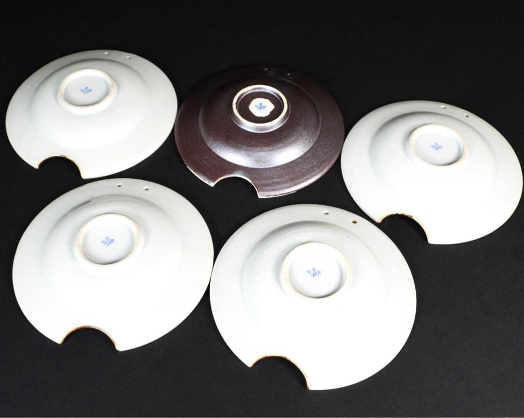 有田焼　古尹万里　在銘　髭皿五枚セット