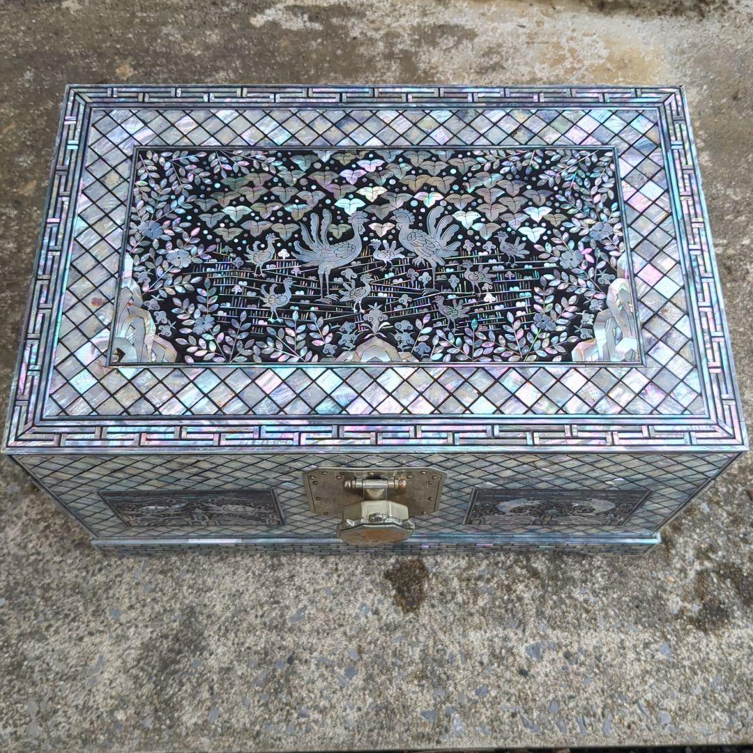 韓国　鳳凰　亀　螺鈿細工　ジュエリーボックス　宝石入れ　伝統工芸　李朝　指輪