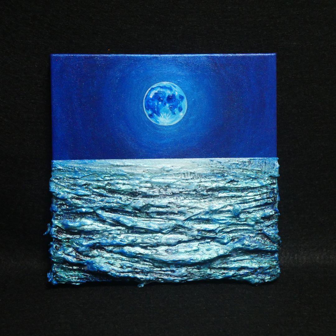 油絵 油彩 油彩画 絵 絵画 アートパネル【スーパーブルームーン 】