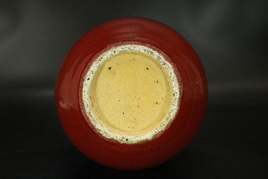 中国美術 釉裏紅 天球瓶 高36cm (HA367)