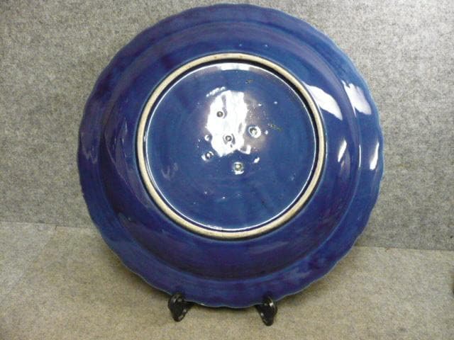 伊万里焼瑠璃釉龍に鳳凰図大皿 [B31626]