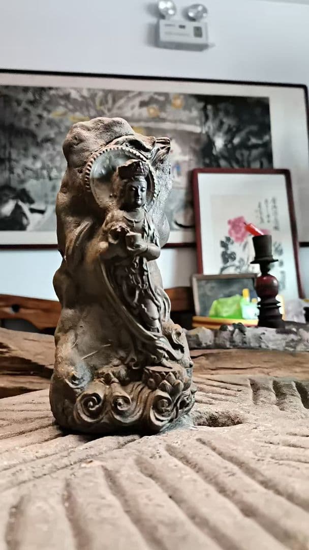 石仏 石像 渡海観音 供養 祈福 禅意 客間 玄関 卓上 装飾品 工艺品置物