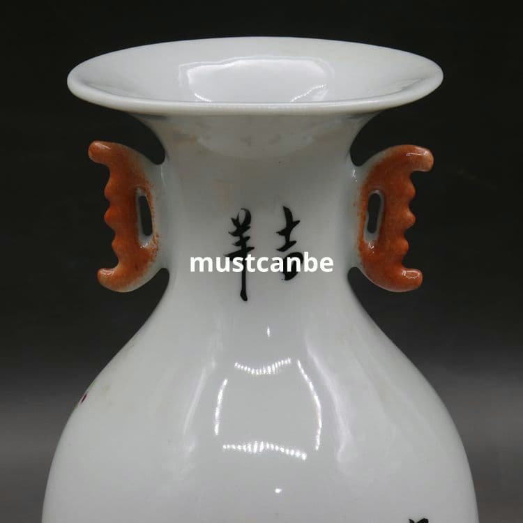 同治花鳥図両耳瓶 景徳鎮 陶磁器 装飾品 現代工芸品 美術品 置物