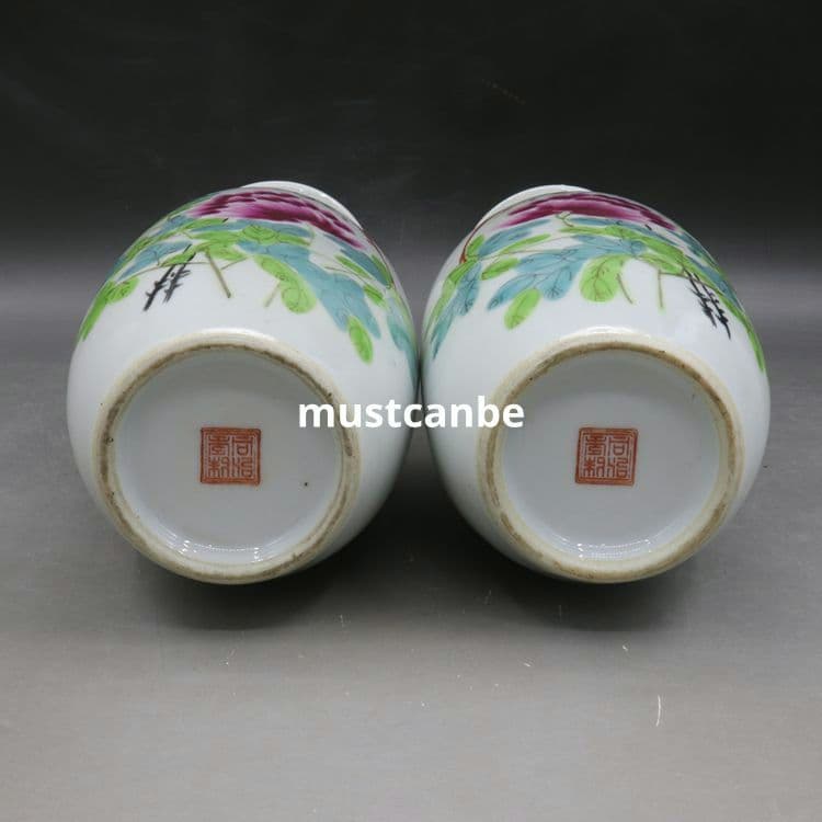 同治花鳥図両耳瓶 景徳鎮 陶磁器 装飾品 現代工芸品 美術品 置物