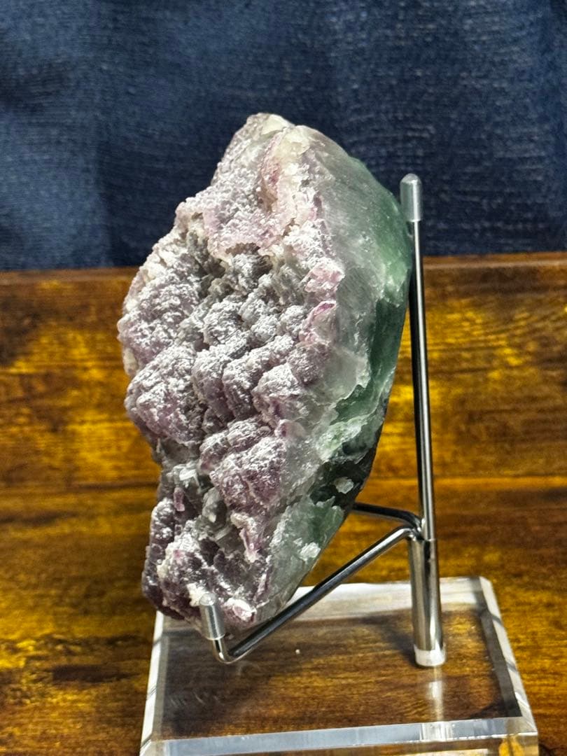 【希少】天然フローライト原石 パープル×グリーン バイカラー 結晶 蛍石 置物